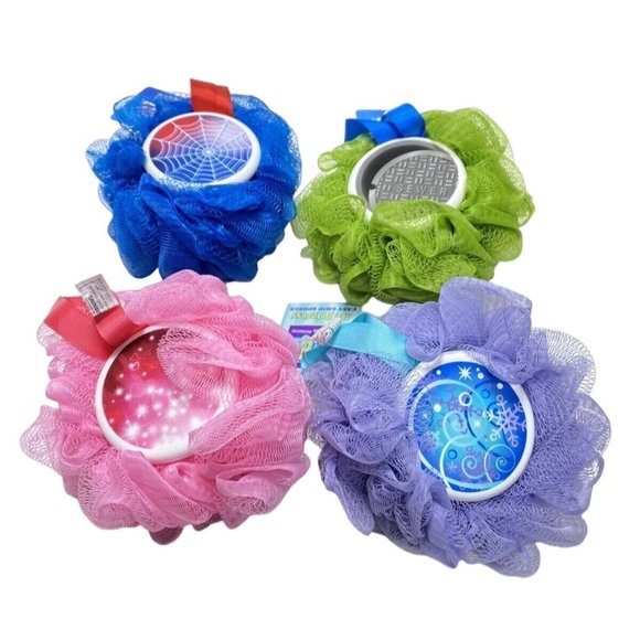 Razz Loofah Set of 4, Comic Hero Easy Grip Sponge, Colourful Bath Set, NWT - Picture 1 of 15